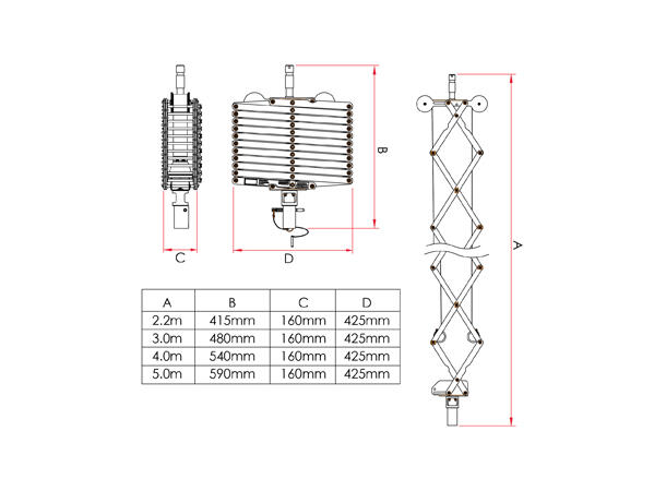 DOUGHTY pantograf, SWL 12kg. 5m - Bilde 3
