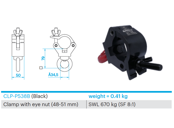 PROLYTE CLP-P538B Clamp m/øye - Bilde 4