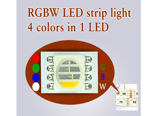 SBL LED strip RGB+WW, 14,4W/m 24VDC. 10m - Bilde 2
